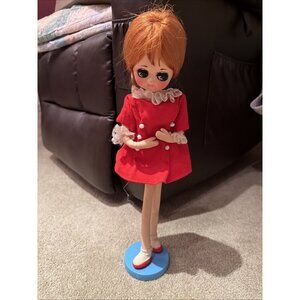 BRADLEY POSE BIG EYE MOD FASHION DOLL Red Mini Dress 18”